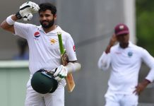 Pak vs W. Indies 3rd test Day-2 : Azhar’s ton helps Pakistan to dominate Azhar Ali does the salute after making his 14th Test century against West Indies