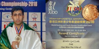 Breaking – Asian (Judo) Cup Cadet; HK: Qaiser Wins; Closer to Qualifying For Youth Olympics