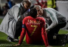 Football – Euro 2020 Qualifier Match: Ronaldo Injured Cristiano Ronaldo