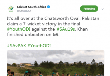 Cricket-Pak Vs SA U19 Tour-ODI 7: Pakistan Win; Sweep Series 7-0