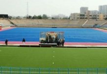 Hockey Pakistan-Edhi Stadium: Both Turfs Damaged Blue and Green Turfs