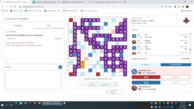 2021 Gladiators WESPA C’ship: Pakistan Hosted Mega Scrabble World Event Commences; Phase 1-USA’s Will Anderson Leads