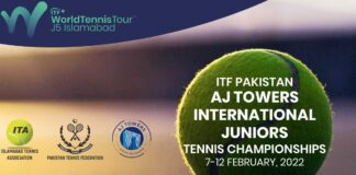 Pakistan-International Junior Tennis Championship 2022: Commences 7th Feb.; 50 Players Participating Including 8 Seeds