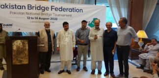 2022 Pakistan National Bridge Independence Day Tournament; Lahore: JK Team Diamond Jubilee Champions