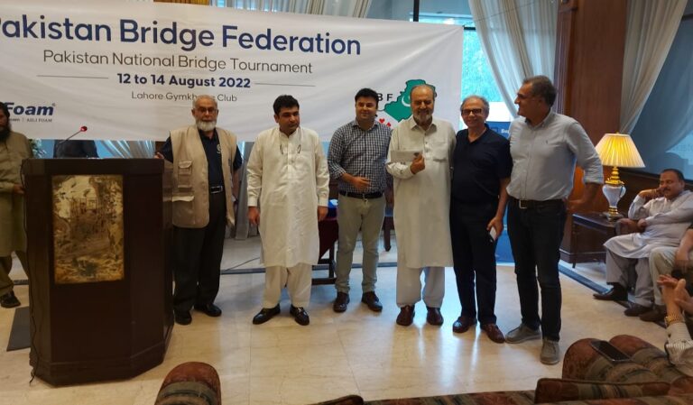 2022 Pakistan National Bridge Independence Day Tournament; Lahore: JK Team Diamond Jubilee Champions