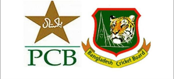 Pak A logo featuring the Pakistan Cricket Board (PCB) star and the Bangladesh Cricket Board emblem, representing the 2024 Bangladesh Tour Pakistan cricket series.