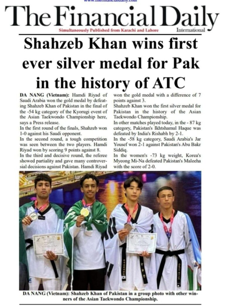 2024 Asia Open Khyurogi Taekwondo Championship: Pakistan’s Shahzaib Khan Strikes Gold